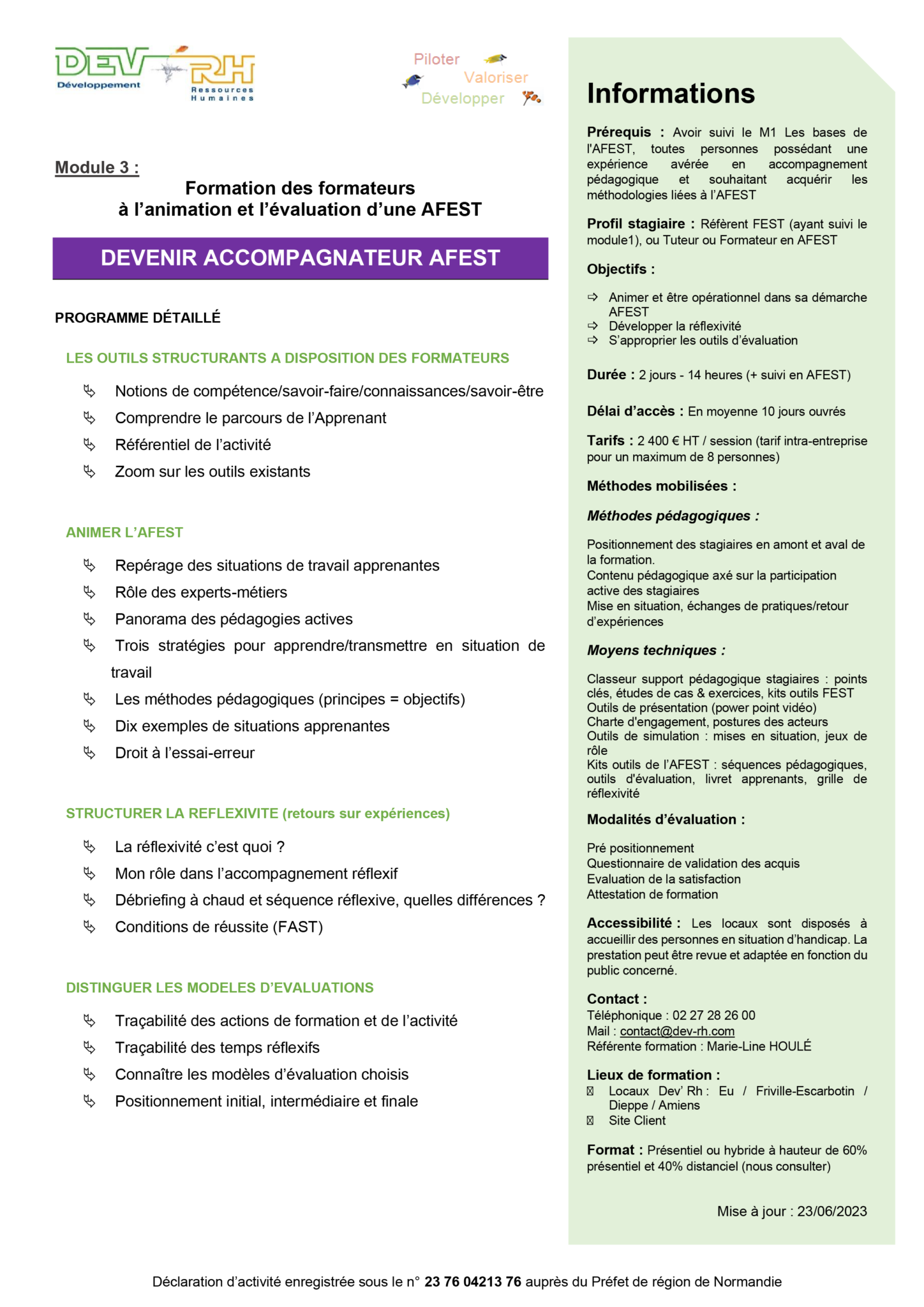 Programme INTRA Module 3 - Devenir accompagnateur AFEST